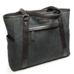 Custom Urban Laptop Tote - Charcoal w/Brown Trim - 2